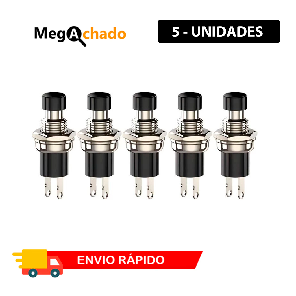 Kit de Interruptor Chave Push-Button N/A 2t Sem trava Preta
