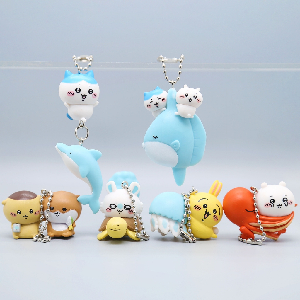 6Pcs/Set 3-6cm Anime Fofo Chiikawa Figura Hachiware Usagi Chaveiro Dolphin Kawaii Q Versão PVC Figuras De Ação Modelo Doll Toys