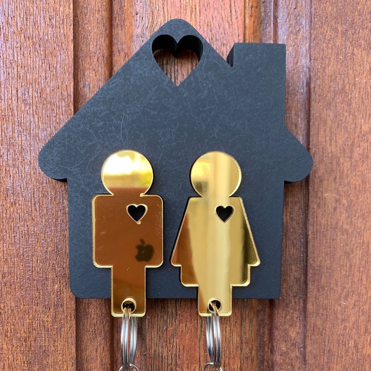 Chaveiro Casal Mdf 6mm Dia Dos Namorados Acrílico Espelhado