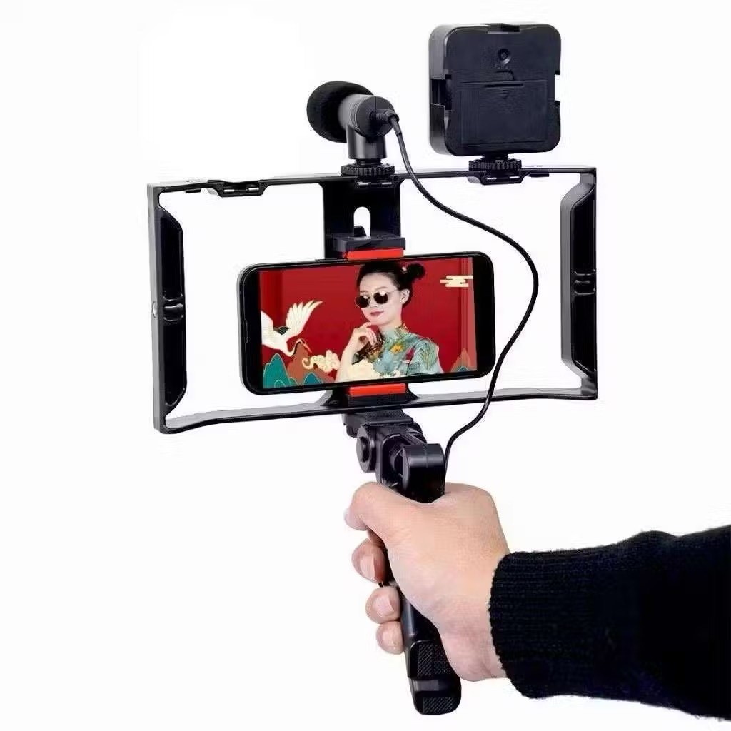 Luz de selfie para celular LED luz stand para ao vivo set outdoor tiro celular dual handheld estabilizador