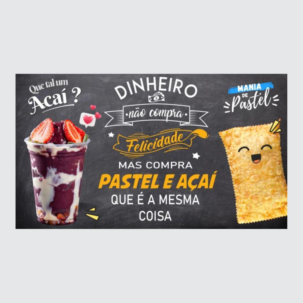 Painel Decorativo Adesivo Açaí ou Pastel Parede Sorvete Sorveteria Pastelaria Trailer Food Truck