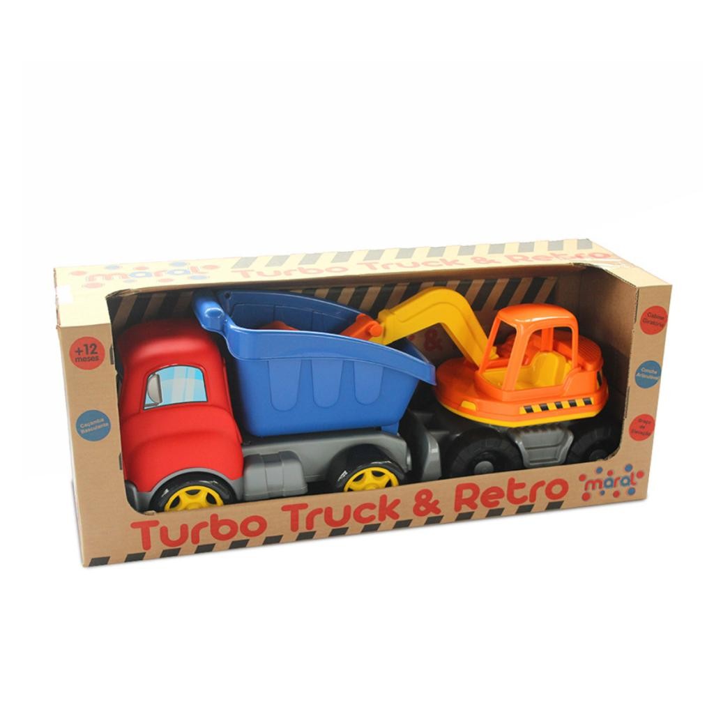 ESCAVADEIRA E CAMINHÃO TURBO TRUCK RETRO - MARAL 4163
