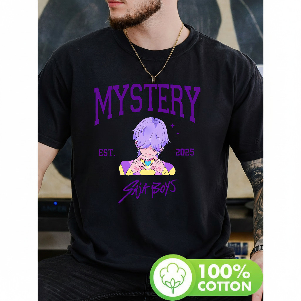 Camiseta Masculina Estampa com Personagem Anime e Letras Coloridas Moderna Estilosa Premium Urbana