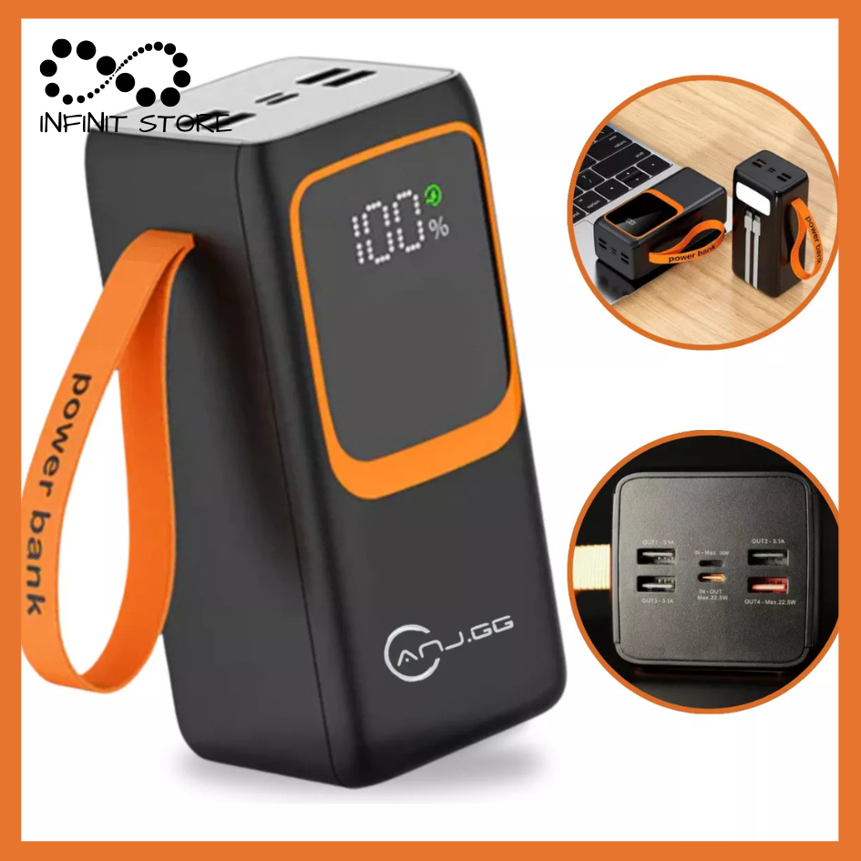 Carregador Portátil Power Bank Turbo 50000mah Tipo C/Lightning Android IPhone