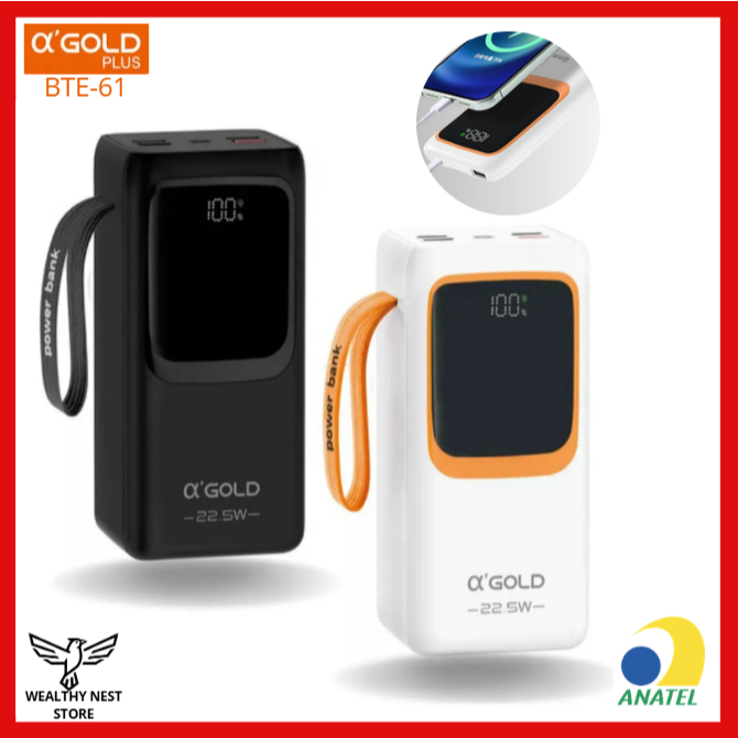 Power Bank 50000mAh Turbo Carregador Portátil Alta Capacidade - USB Tipo C Lightning iPhone Android
