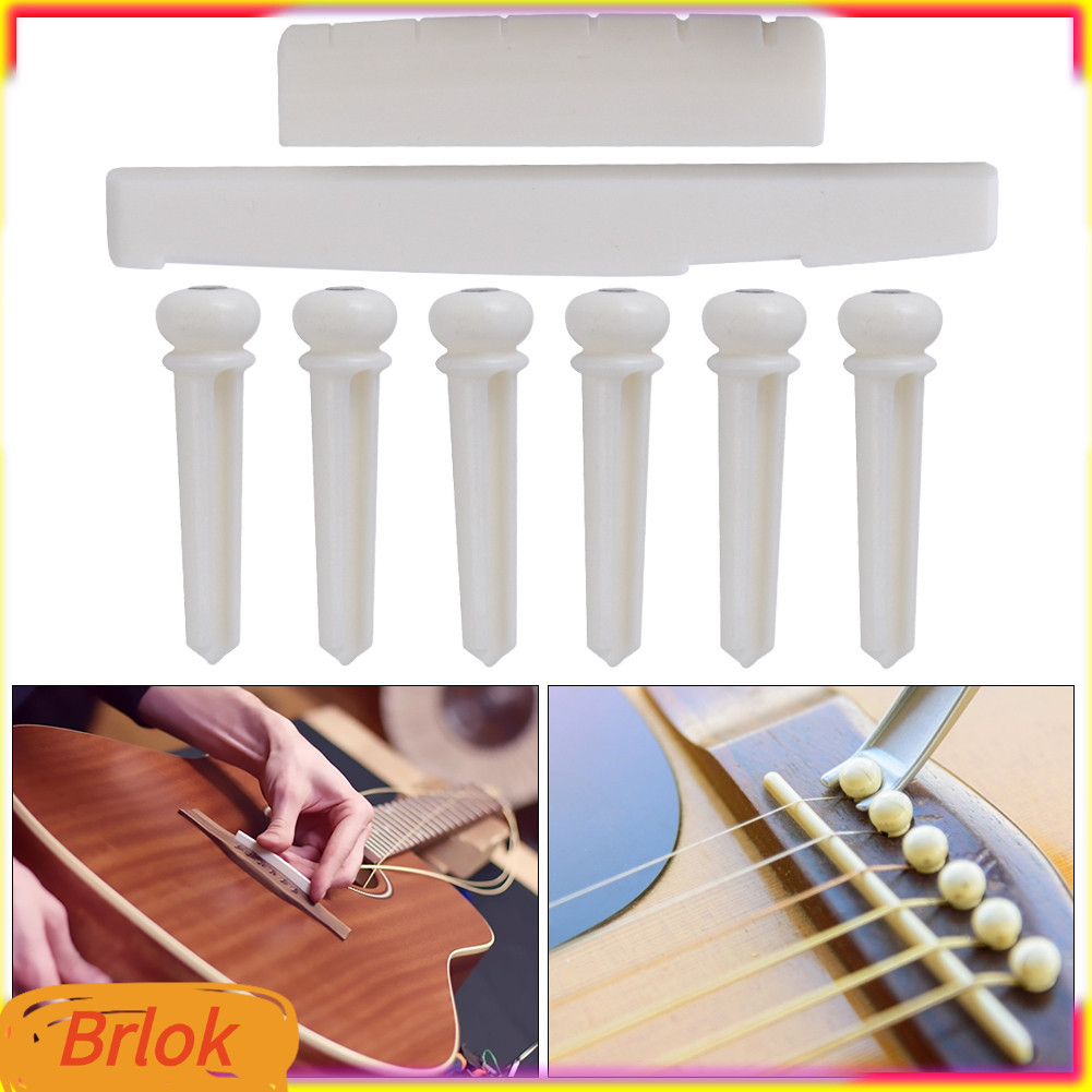 Brlok-br Cryfokt Real Cow Bone Guitarra Porca Sela e Pinos de Ponte 43x6x9mm