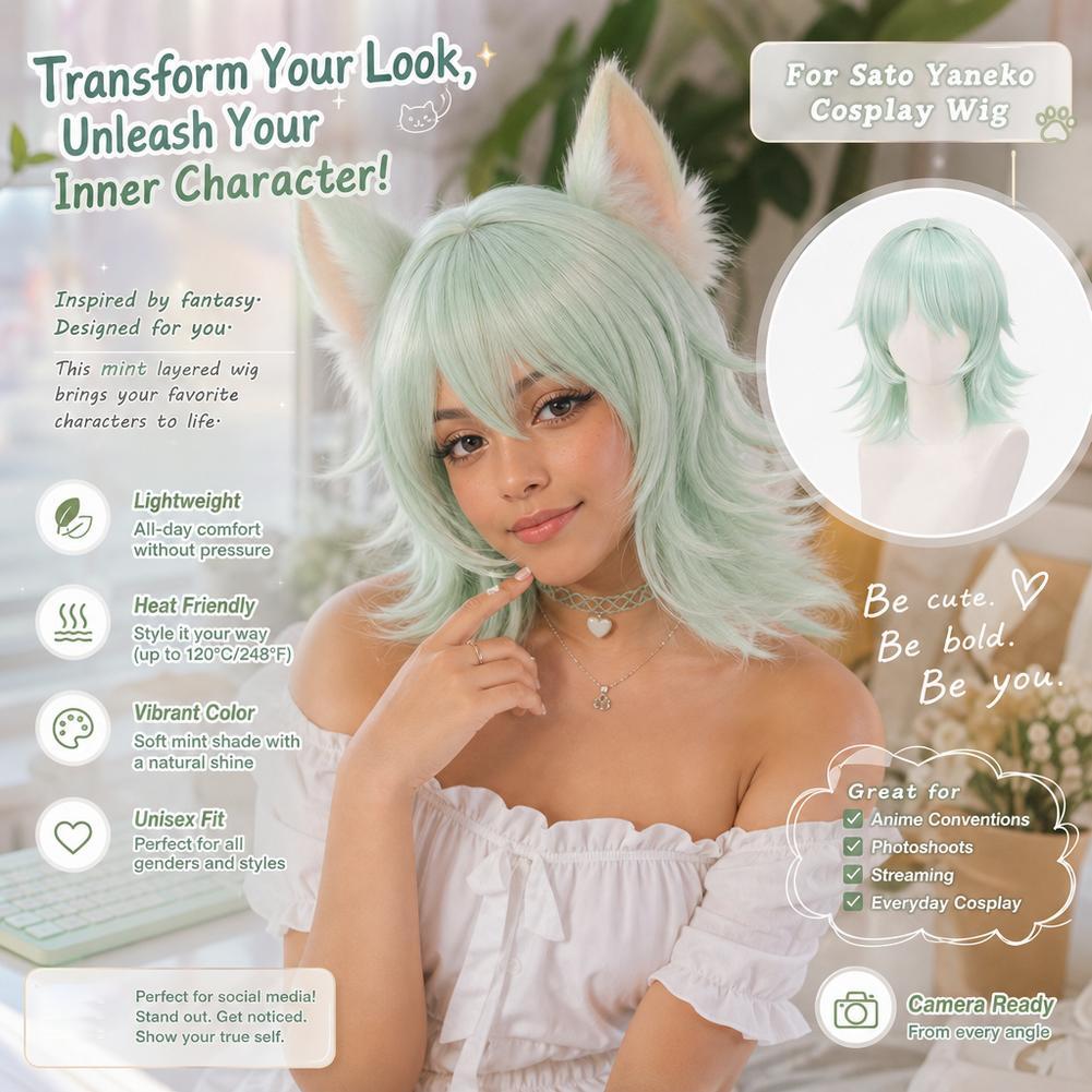 Peruca Cosplay Para Shudada Satou Yaniko Nikuko E Nikomiao Com Design Superior De Couro Cabeludo Realista Perfeito Fanta