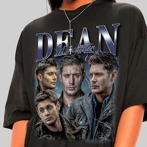 Modern casual t - shirt for men and women featuring Dean from a popular series with character group print, comfortable a