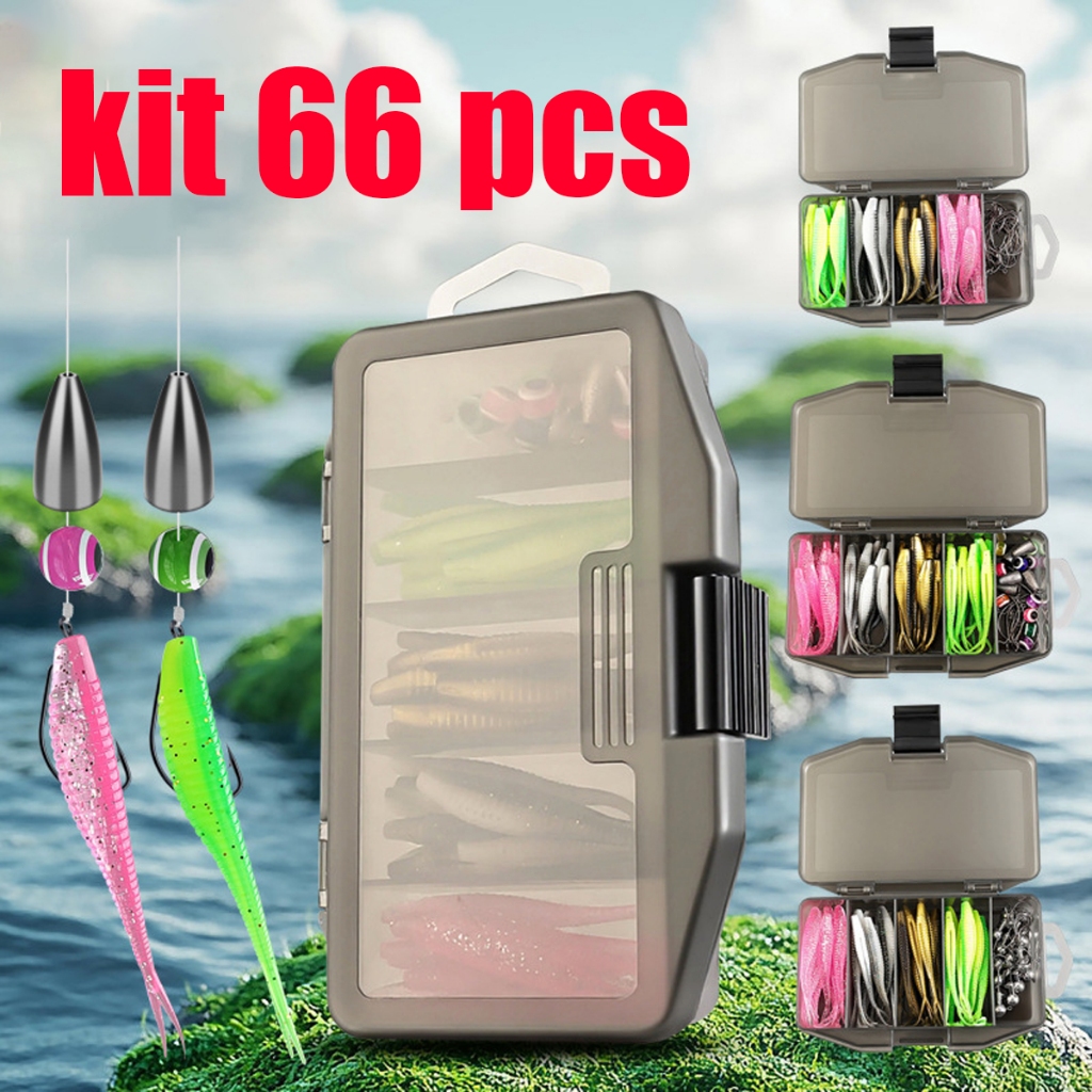 Conjunto de 66 peças/28 peças de Metal misto/duro/macio conjunto de isca Artificial em caixa conjunto de isca de pesca