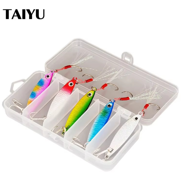 KIT 5 ISCA ARTIFICIAL SLOW JIG/MICRO JIG JUMPING/JIG METAL +CAIXA PARA PESCA-MODELO SARDINHA/SARDELE