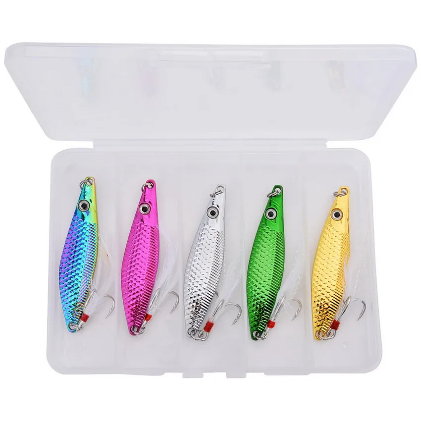 KIT 5 ISCA ARTIFICIAL SLOW JIG/MICRO JIG JUMPING/JIG METAL +CAIXA PARA PESCA-MODELO SARDINHA/SARDELE