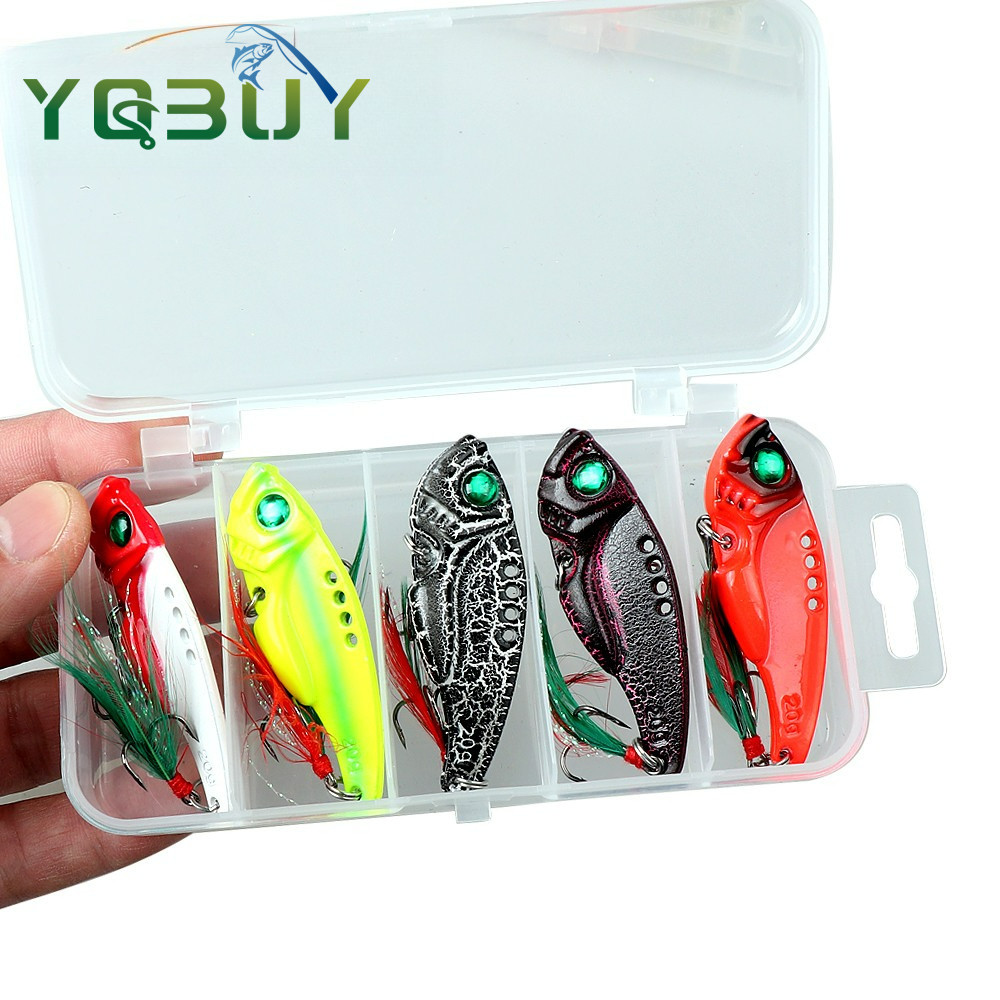 5 Pçs Caixa De Metal Lâmina Isca VIB Fundição 3g/5g/7g/10g/15g/20g Swimbait 3D Olhos Colher Spinner Balanceador De Pesca
