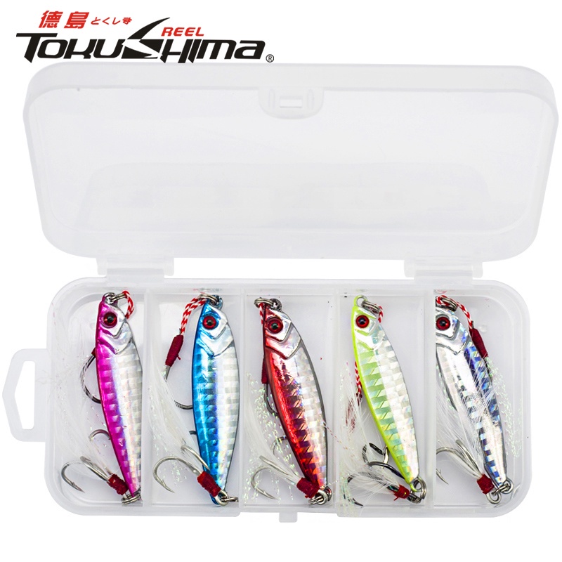 5Pcs Caixa De Chumbo De Jigging A Laser 7g/10g/15g/20g/30g Metal Lento Jig Afundamento Pesado Isca De Pesca De Minneve Trolling Fishing Bait
