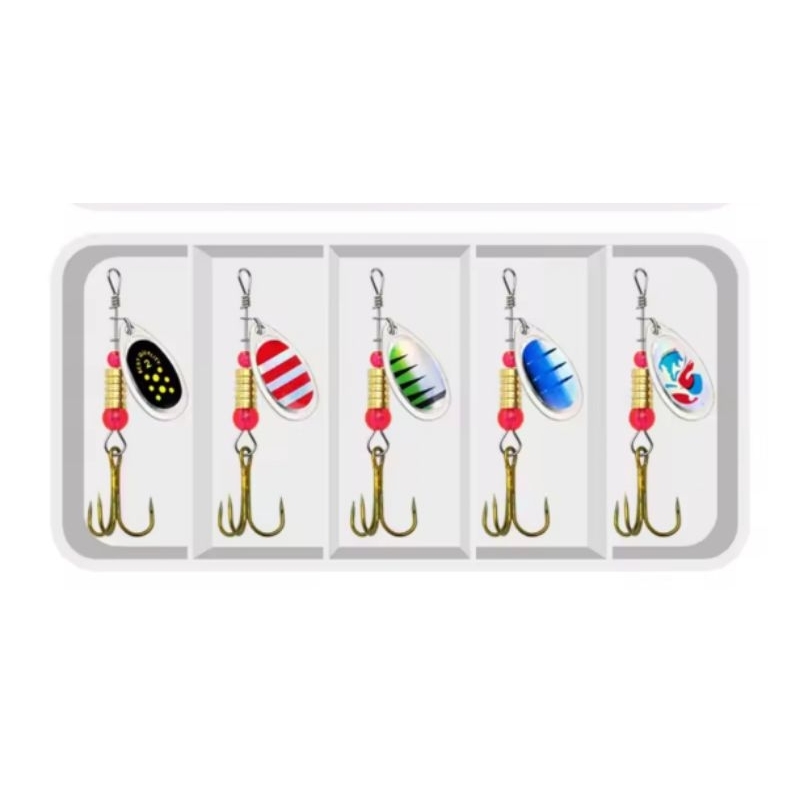 Kit C/5 Spinner Bait Metal Com Colher + Caixa