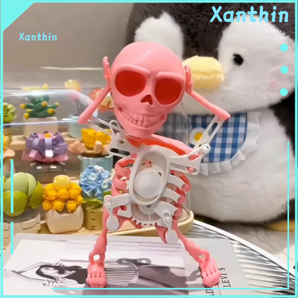 Desktop Wind-up Toy Skeleton Dancing for Kids Toddlers – Mini 3d Printed Shaking Skull Doll Battery-free Spring Clockw