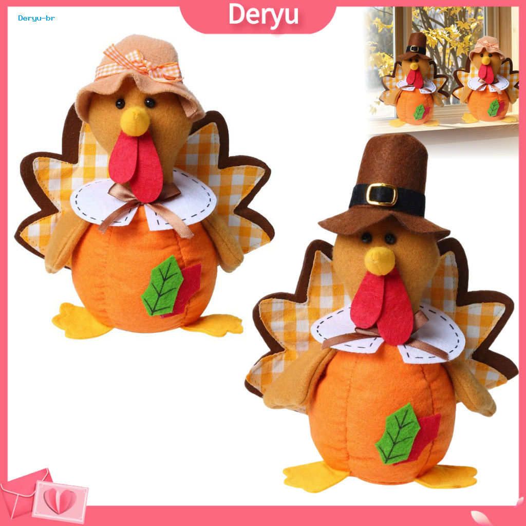 Thanksgiving Turkey Decorations Desktop Display Plush Doll – Soft Stuffed Figurine Autumn Harvest Tabletop Decoration