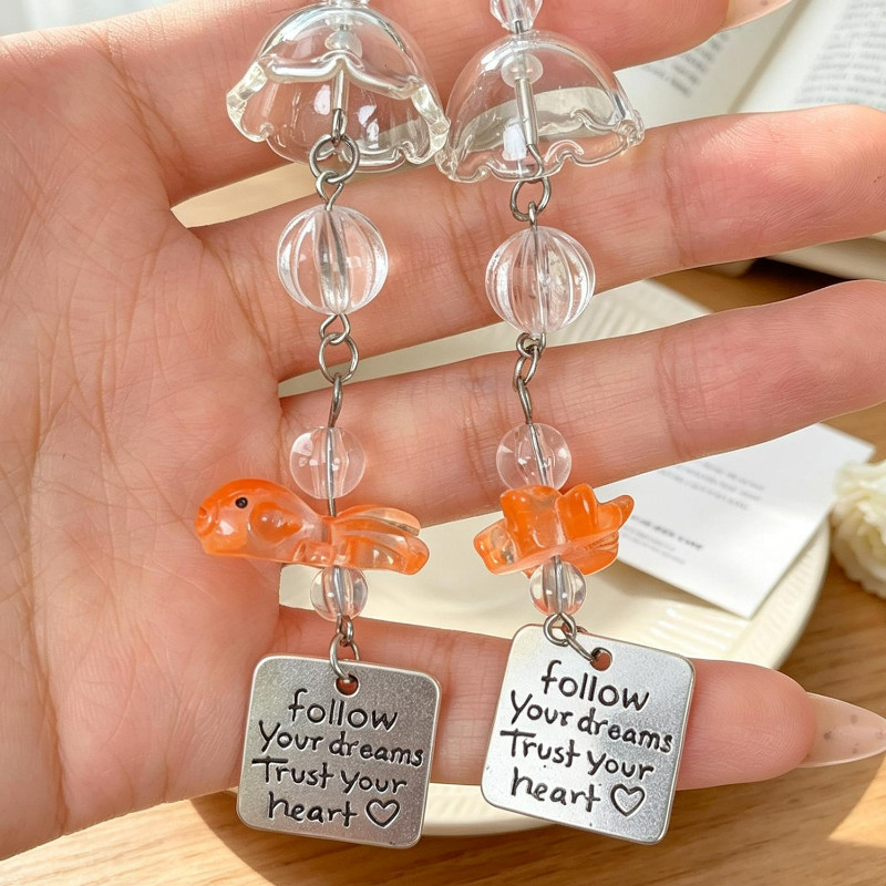 5-1Pcs Goldfish Wind Chime Phone Chain-INS Style Mobile Charm-Keychain-Ornamento De Suspensão Fofo-Decoração De Mochila-