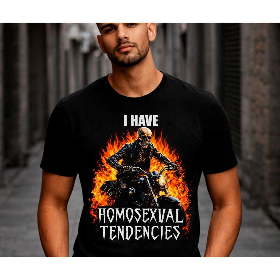 Camiseta MEME “I Have Homosexual Tendencies” Humor Ácido Internet Culture Unissex 100% Algodão
