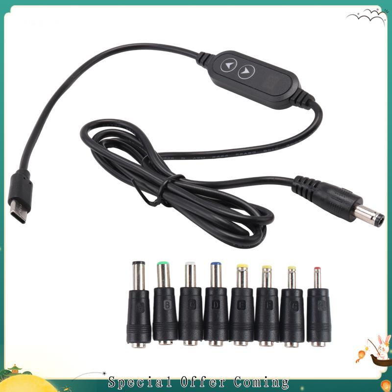 Heheshophhuuele1 Saída De Tensão Ajustável USB C Para DC Power Boost Cable Type PD 65W Carregamento Rápido 5V/9V/12V/15V