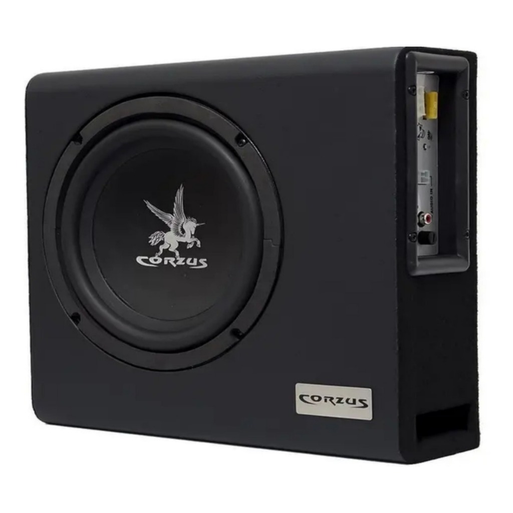 Caixa Amplificada Automotiva Mini Slim Subwoofer Grave Forte Som Carro Compacto Corzus Cxms 200W 8