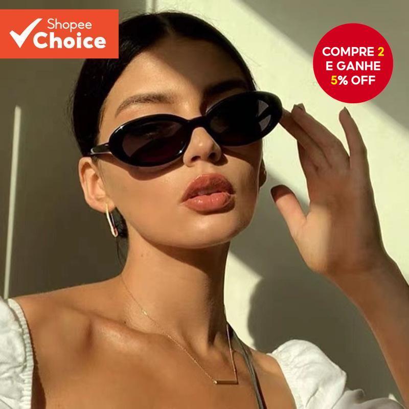 Óculos De Sol Vintage Clássicos – Unissex Euro Chic Leves Ovais De Armação Pequena Para Praia/Condução