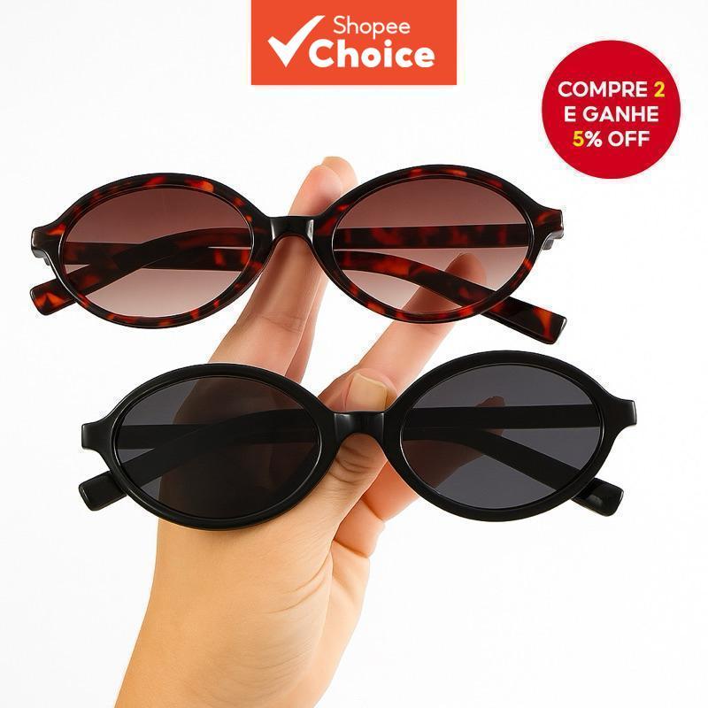 Óculos De Sol Ovais Vintage Em Formato De Tartaruga Para Mulheres Com Lentes Escuras , Moda Verão