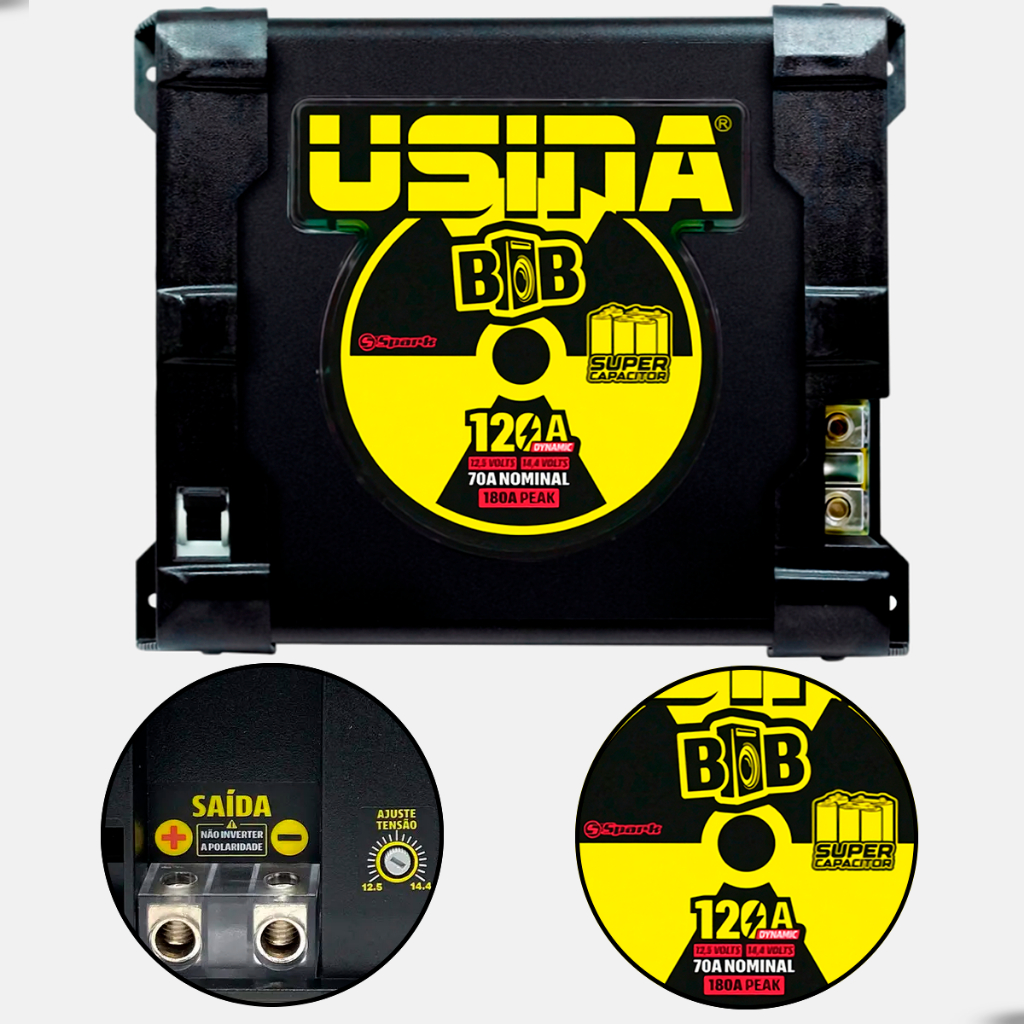 Fonte Usina 120 Amperes Bob Para Som De Carro 12v Spark Dynamic Carregadora Automotiva Super Capacitor Nova