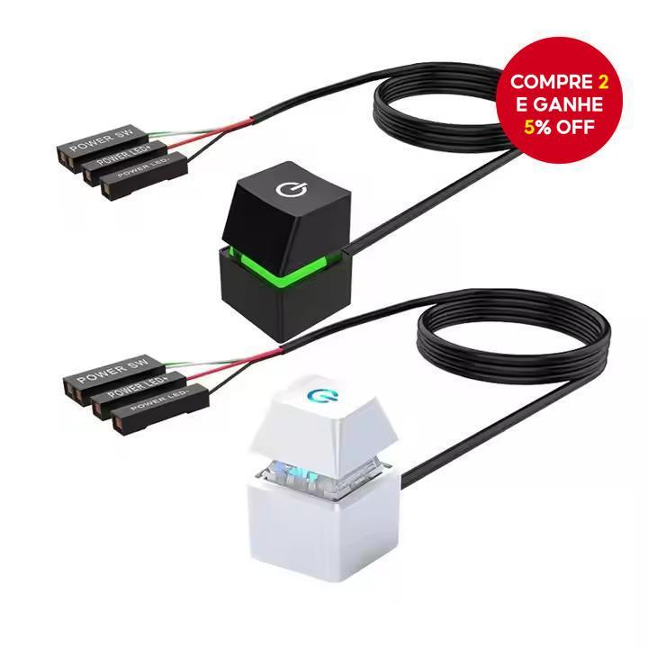 Botão de Energia Externo para Desktop LED 1.65M, Interruptor de Início para Placa-Mãe de PC, Ideal para Escritório em