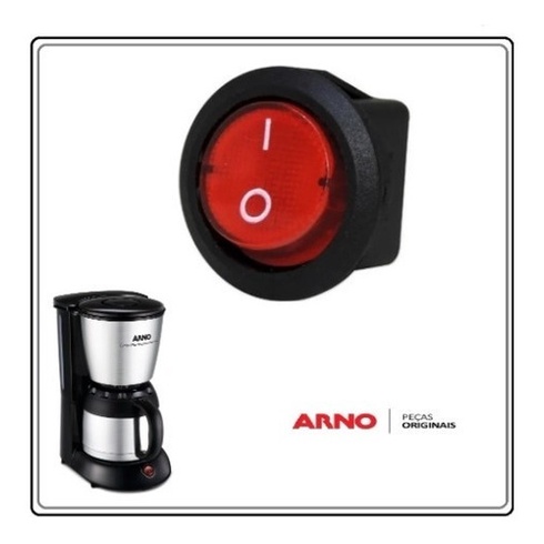 Chave Botão Interruptor Redondo Led 3 Pinos Cafeteira Arno