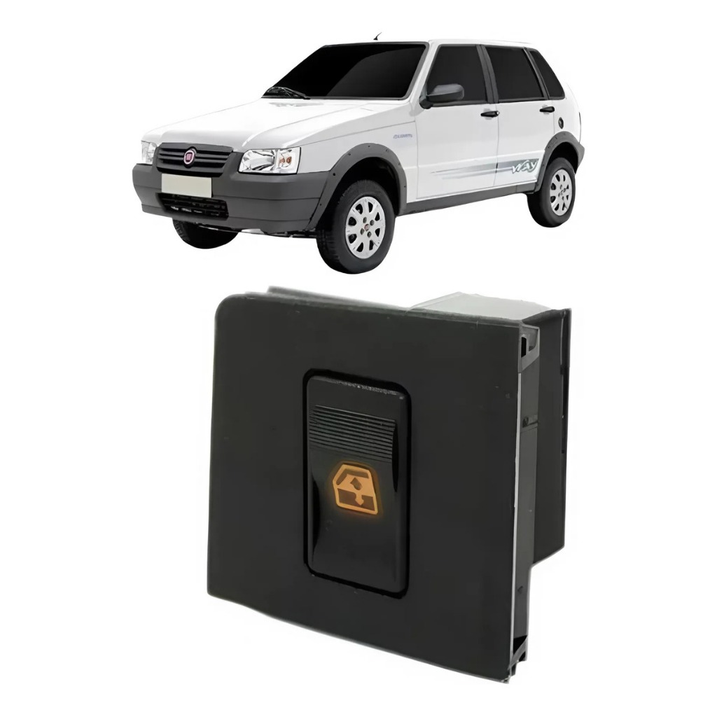 Botão Interruptor De Vidro Elétrico Fiat Uno Led Cor Ambar