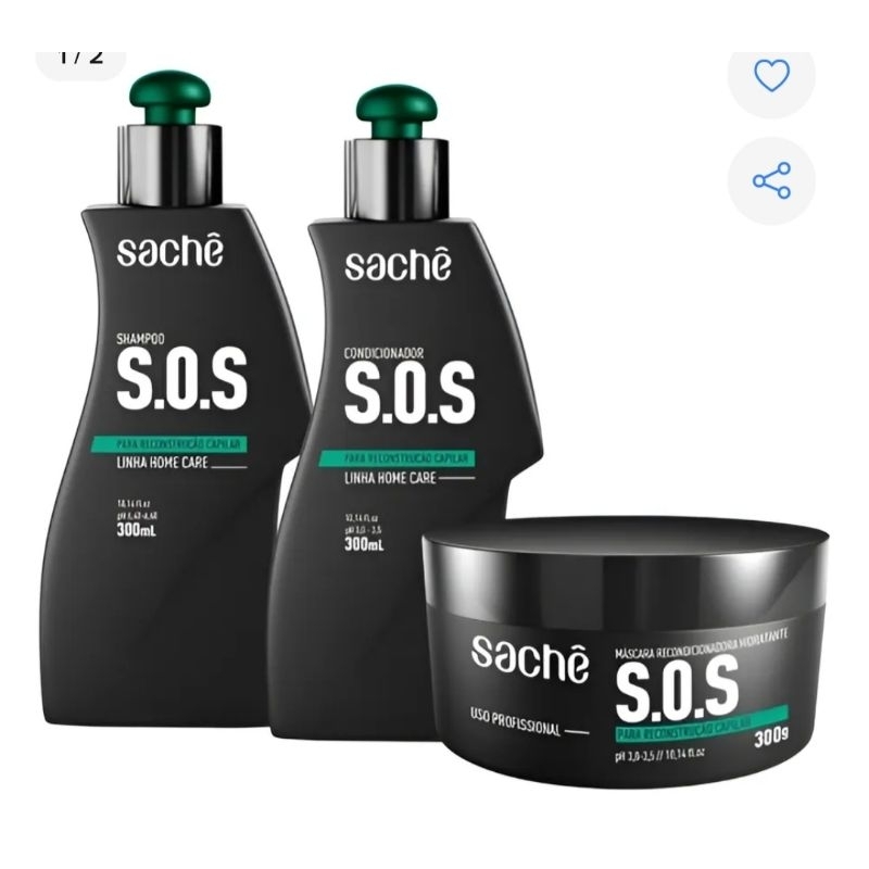 Kit Sache SOS shampoo condicionador e mascara para reconstrução capilar Linha Home Car