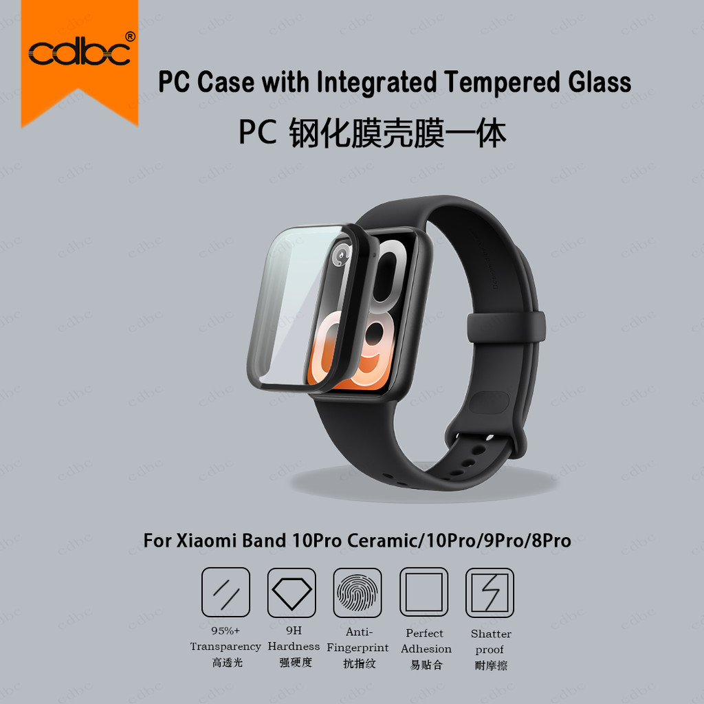 Película De Capa cdbc 2 Em 1 Integrada Para Xiaomi Smart Band 10 Pro Ceramic/10Pro/9Pro/8Pro , PC Hard Shell Vidro Tempe