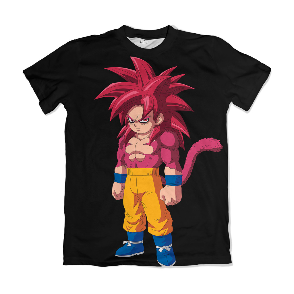 Camiseta Dragon Ball Mini Goku SSJ 4 Daima (Preto) Anime Dry Fit Masculina Feminina Unissex