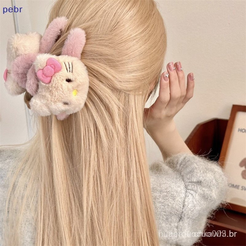 Sanrio Hello Kitty Plush Clip Anime Figura Y2K Sweet Girl Hair Accessories Cartoon Kawaii Retro Namorada Presente