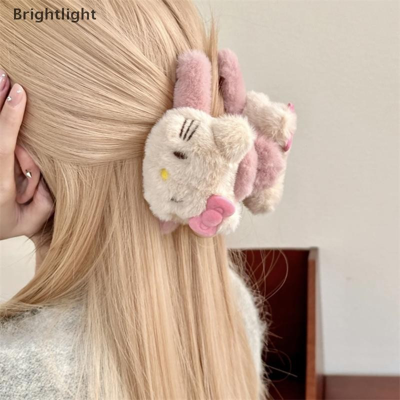 [Brightlight] Sanrio Hello Kitty Clipe De Tubarão De Pelúcia Anime Figura Y2K Sweet Girl Acessórios De Cabelo Desenhos A