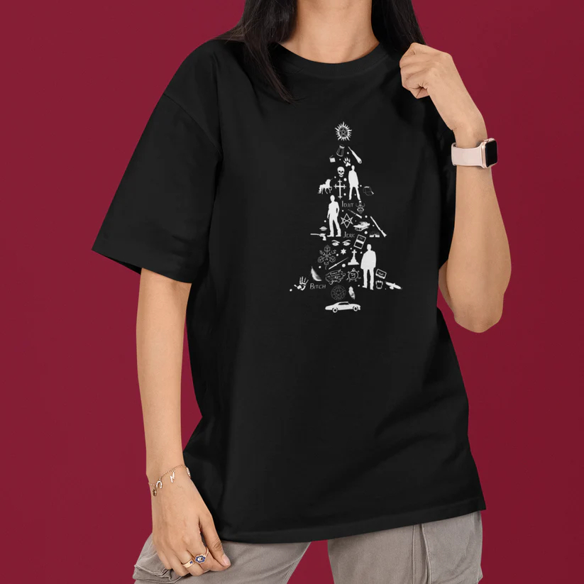 Camiseta Unissex Supernatural Christmas Family Camisa 100% Algodão