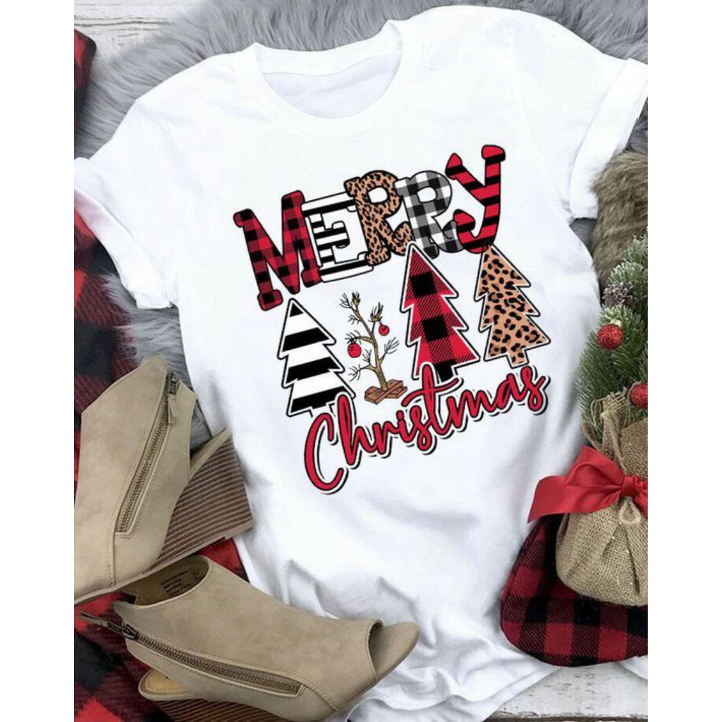 Camisetas Tshirts  Varias Estampas Natal Baby Looks Merry Christmas Camisetas Algodão 100%