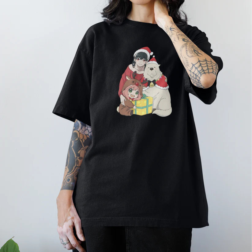 Camiseta  Unissex Spy x Family Happy Christmas Camisa 100% Algodão