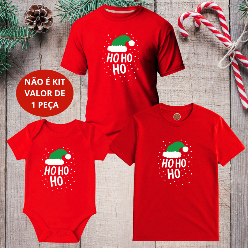 Monte seu kit Camiseta Adulto, Infantil e Body Bebê Unissex Gorro Verde Natal Merry Christmas NÃO É KIT - 1 PEÇA