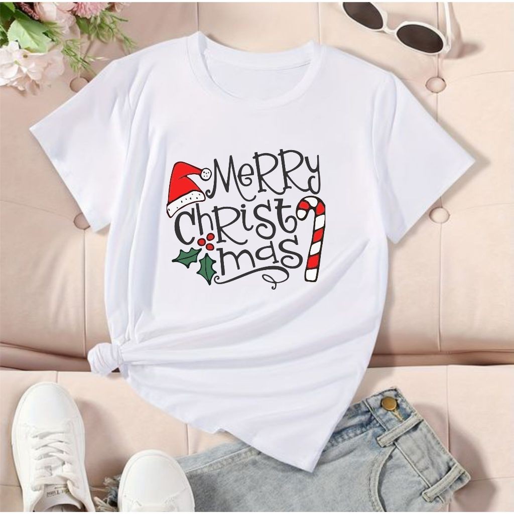 Camisetas Tshirts Varias Estampas Natal Baby Looks Merry Christmas Camisetas Algodão 100%  trendbox