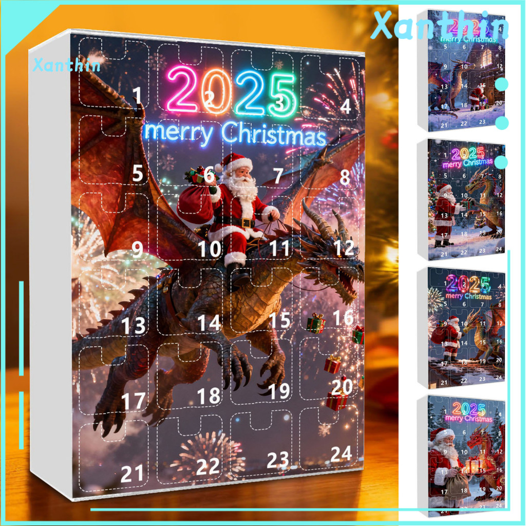 Advent Calendar for Kids Christmas Countdown Decoration 24-day with Santa Claus Flying Dragon Design – Festive Family
