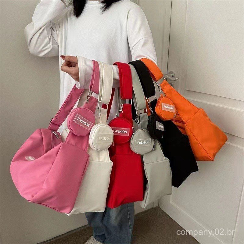 New crossbody bag for students, school bag for women ins Japanese-style large-capacity solid color mother-daughter shoul