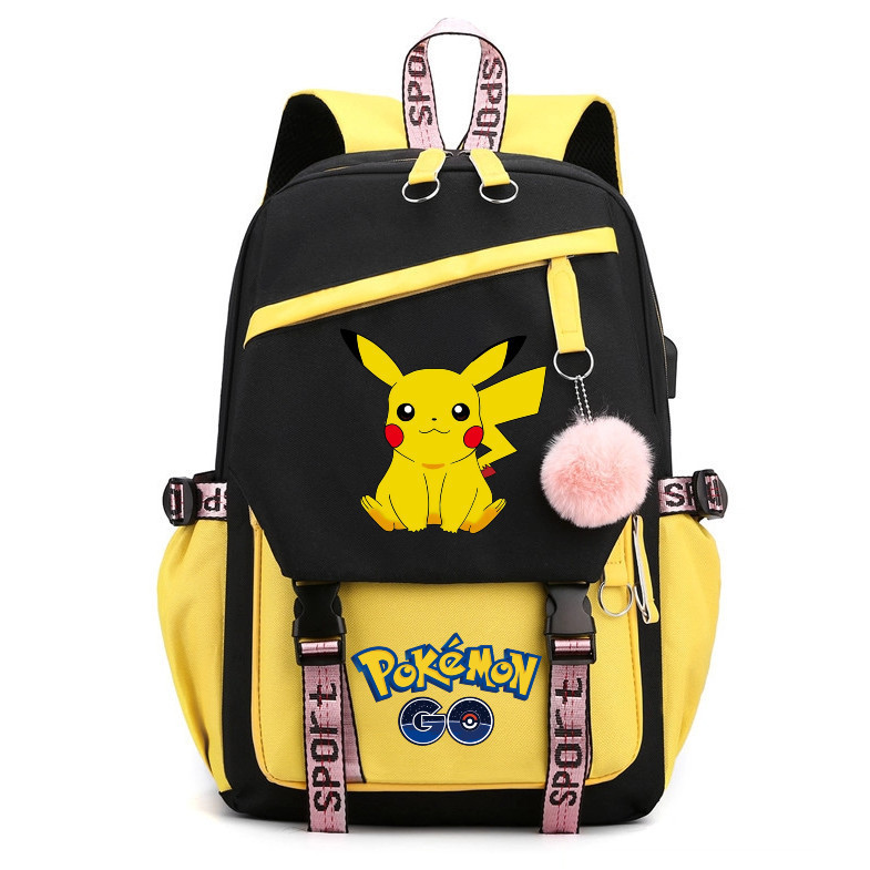 Pikachu Print Fashion Backpack Student Campus Casual Rucksack Large Capacity Practical School Bag