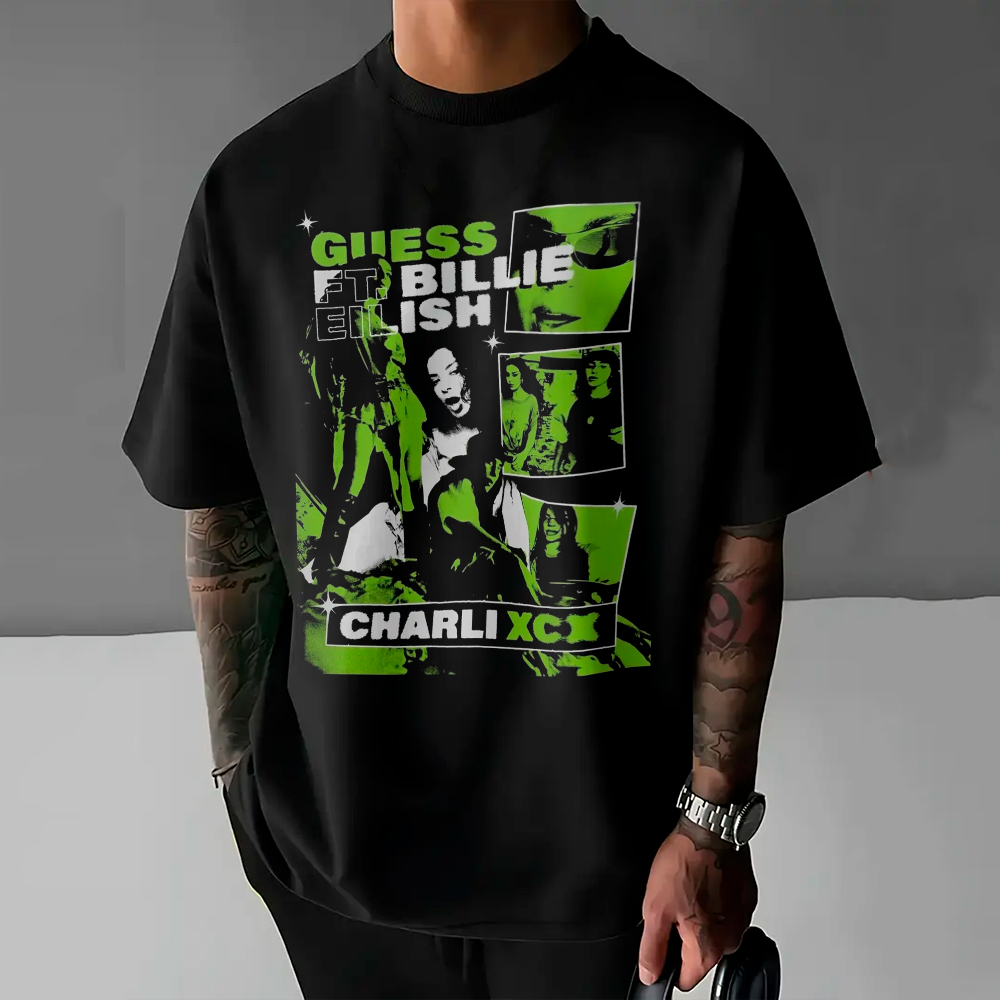 Camiseta Basica e OVERSIZED Charli Xcx Cult Classic Billie Eilish Guess Tour Graphic Unissex