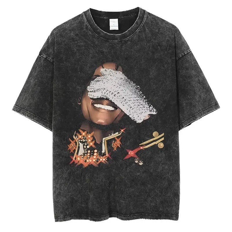 Washed Vintage Michael Jackson Face Graphic T-shirt Men Women Classic Retro Gothic Rock T Shirts Male Hip Hop Oversized