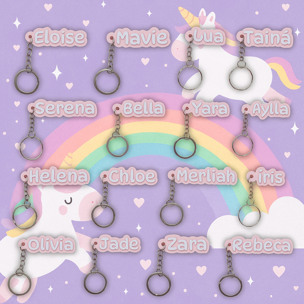 Chaveiro Personalizado Nome Feminino Ideal Para Identificação de Mochila Mala Estojo etc