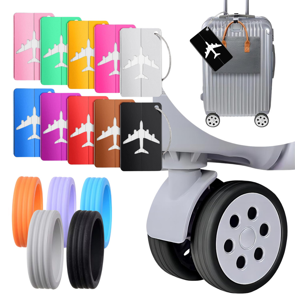 Tag Identificador Etiqueta Para Mala Kit C/ 8 Un Protetores De Rodas Bagagem Viagem
