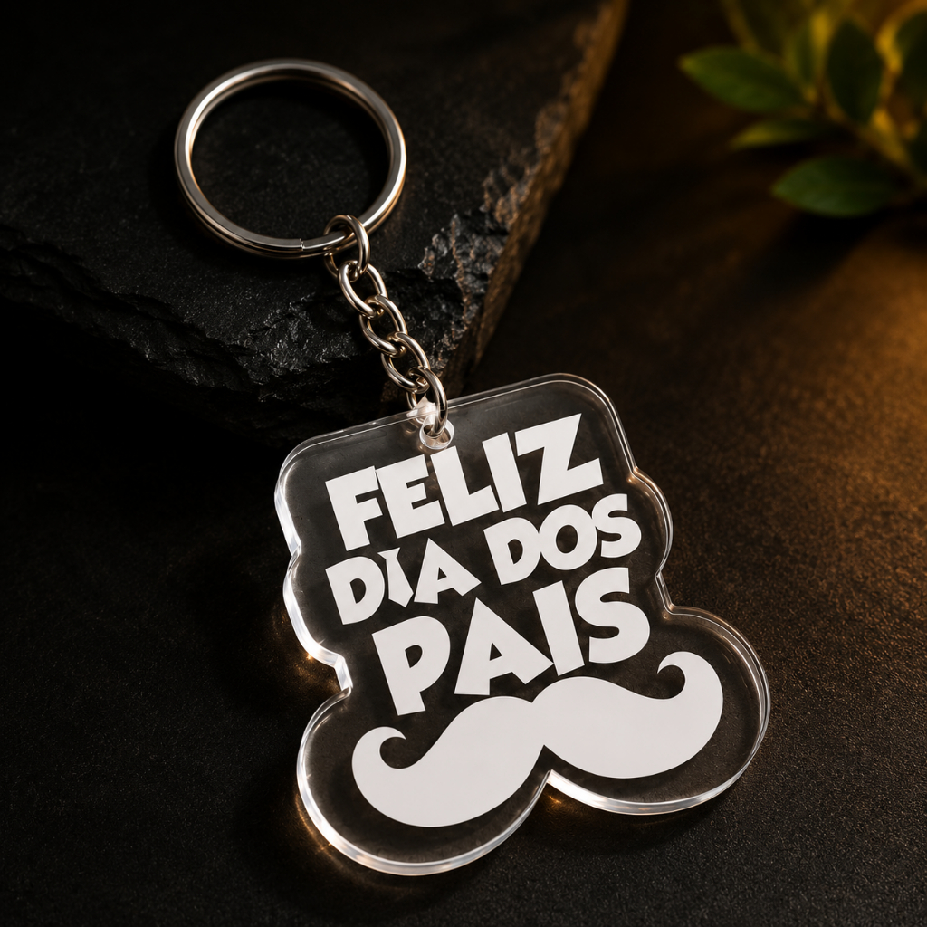 Chaveiro Feliz Dia dos Pais em Acrílico – Presente Criativo Masculino