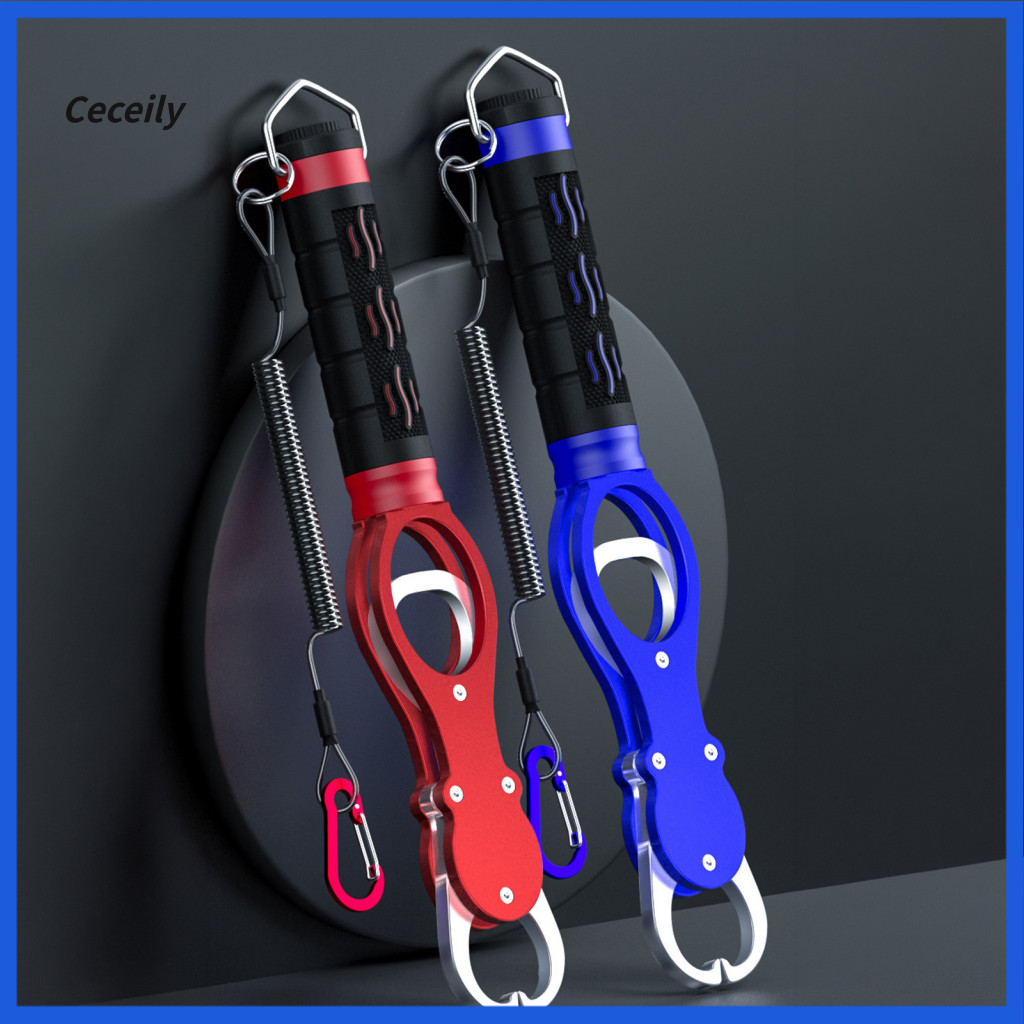 Fish Gripper Tong with Scale Aluminum Built-in Lip Grabber Clamp Pliers Portable Fishing Tool for Secure Catch and for S