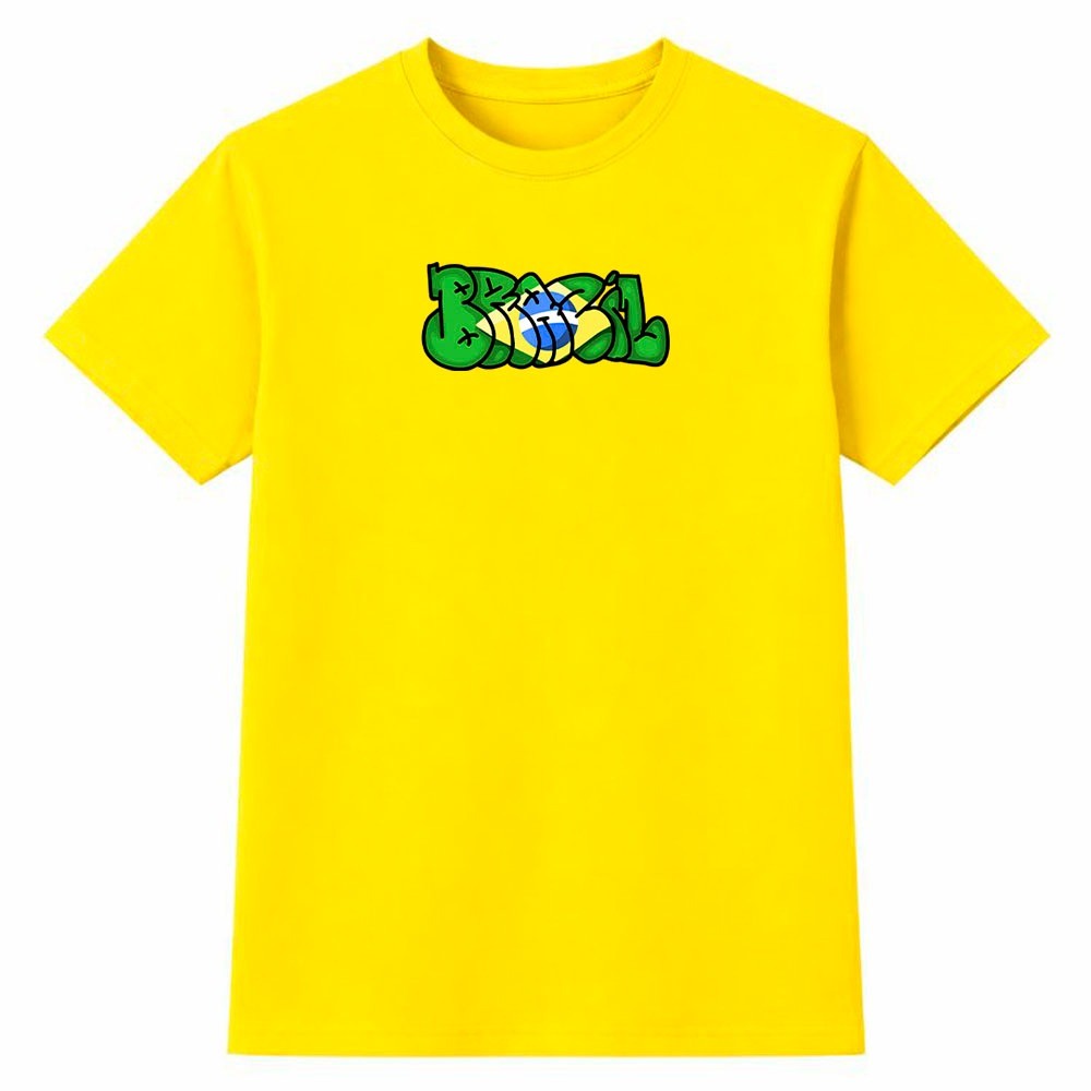 Camiseta Feminina 100% Algodão Camisa Brasil Grafite Street Art Copa do Mundo Style Urban
